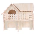 thumbnail image 1 of Casa de villa, casa de construcción, casa de ardilla, cabaña de madera, casa de cabaña, jaula de madera para hámster, accesorio, juguete de exploración de hámster de doble capa, 1 of 8