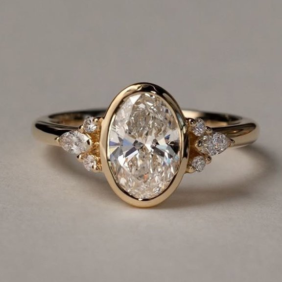 ORLOV DIAMONDS Wedding & Engagement Ring in 14k Yellow Gold Plated 2.00Ct Oval Cut Moissanite