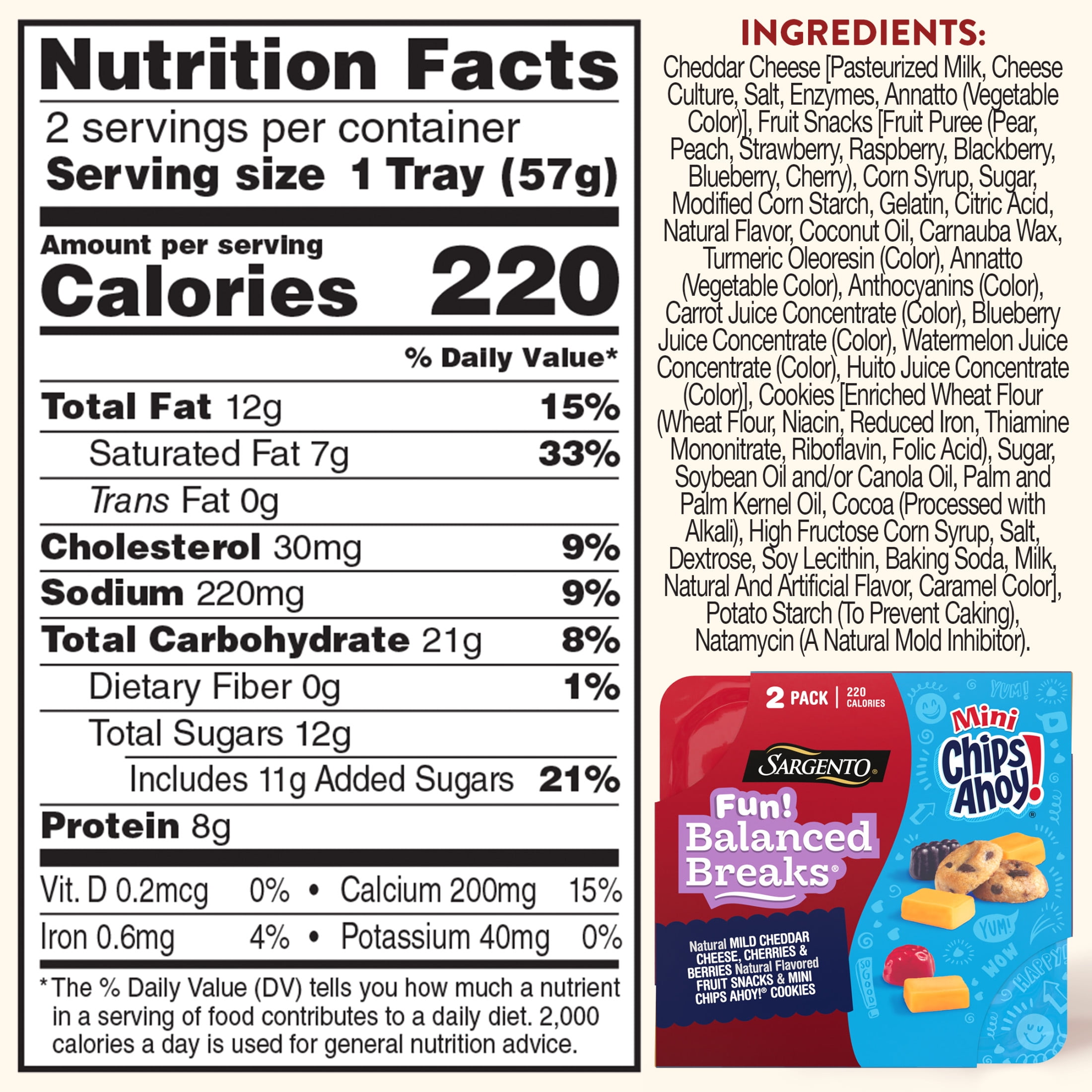 Sargento® Fun! Balanced Breaks® Mild Cheddar Cheese, Fruit Snacks & CHIPS AHOY!® Snack Kit