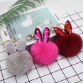 thumbnail image 3 of Oneway, venta al por mayor, moda, orejas de conejo, llavero de felpa, llavero de piel sintética, llavero con pompón de bola de hojaldre oso de fresa Juguete, 3 of 6