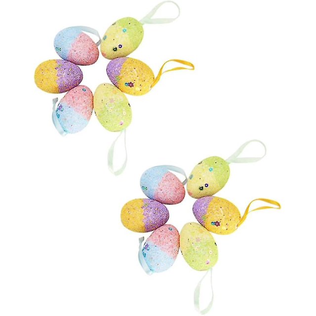 Decoraciones de Pascua 4 * 6 cm Decoraciones de huevos de espuma de árbol de Navidad 12 piezas, 11 Feliz Sencillez