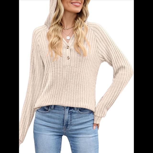 Camisetas de Larga para Mujer, Sudaderas con Capucha de Moda con Bolsillo de Canguro, Sudaderas de Otoño Albaricoque XL