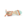 thumbnail image 4 of BLISSFUL STEP Mother's Day Women's Shoes Lace Up Faux Suede Open Toe Chunky Heel Sandals Cyan Orange 9, 4 of 8