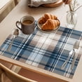 thumbnail image 3 of Blue Brown Plaid Placemats Set of 8 Vintage Abstract Stripes Lattice Place Mats Indoor Wipeable Table Mats Washable Cloth Dining Table Placemats for Kitchen Holiday Party Home Decor 13x19 Inch, 3 of 9