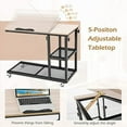 C Shaped End Table for Couch Over Bed Desk with Lockable Wheels Height