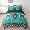 thumbnail image 2 of Manfei Western Hippie Aztec Bedding Comforter Set 7pcs for Adult, Rustic Bohemian Queen Bedding Sets, Turquoise Square Triangle Reversible Queen Sheet Sets, Ultra Soft Bedroom Decor, 2 of 7