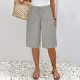 thumbnail image 2 of Seductiva Womens Workout Shorts Women's Cotton and Linen Solid Color Pocket Casual Quarter Pants Loose Pants, 2 of 5