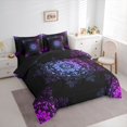 thumbnail image 3 of Feelyou Black Purple Damask Twin Bedding Sets 7pcs, Boho Mandala Flower Comforter Set, 3 of 8