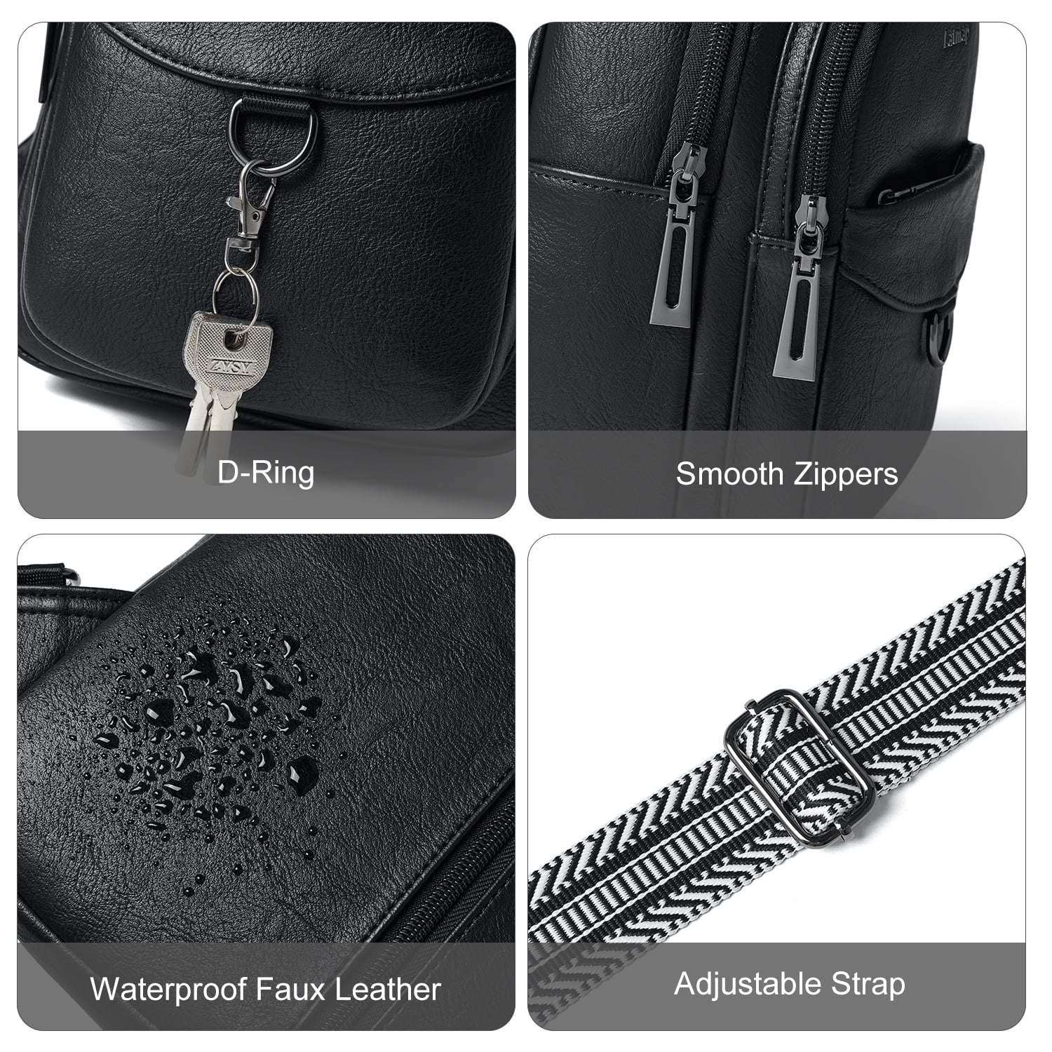 LATMAP  Crossbody Sling Bag, Anti-Theft Travel Chest & Belt Bag for Women and Men, Faux Leather