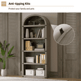 thumbnail image 3 of Arched Bookshelf, 70.9" Tall Arch Bookcase with Storage, 5-Tier Farmhouse Book Shelf, Modern Arched Cabinet, Wooden Bookshelf with Open Display Shelves for Living Room, Office, 3 of 9