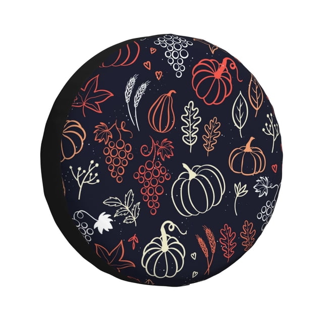Fotbe Thanksgiving Funda de Llanta de Repuesto con Estampado, Engrosada, Ajuste Universal para Jeep, Remolque, RV, SUV, Camión-15 inch