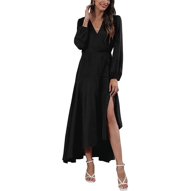 Remxi Vestido largo de manga larga con cuello en V para mujer, informal, con estampado floral, con cinturón, para fiesta Zhivalor WMZL-2300-9