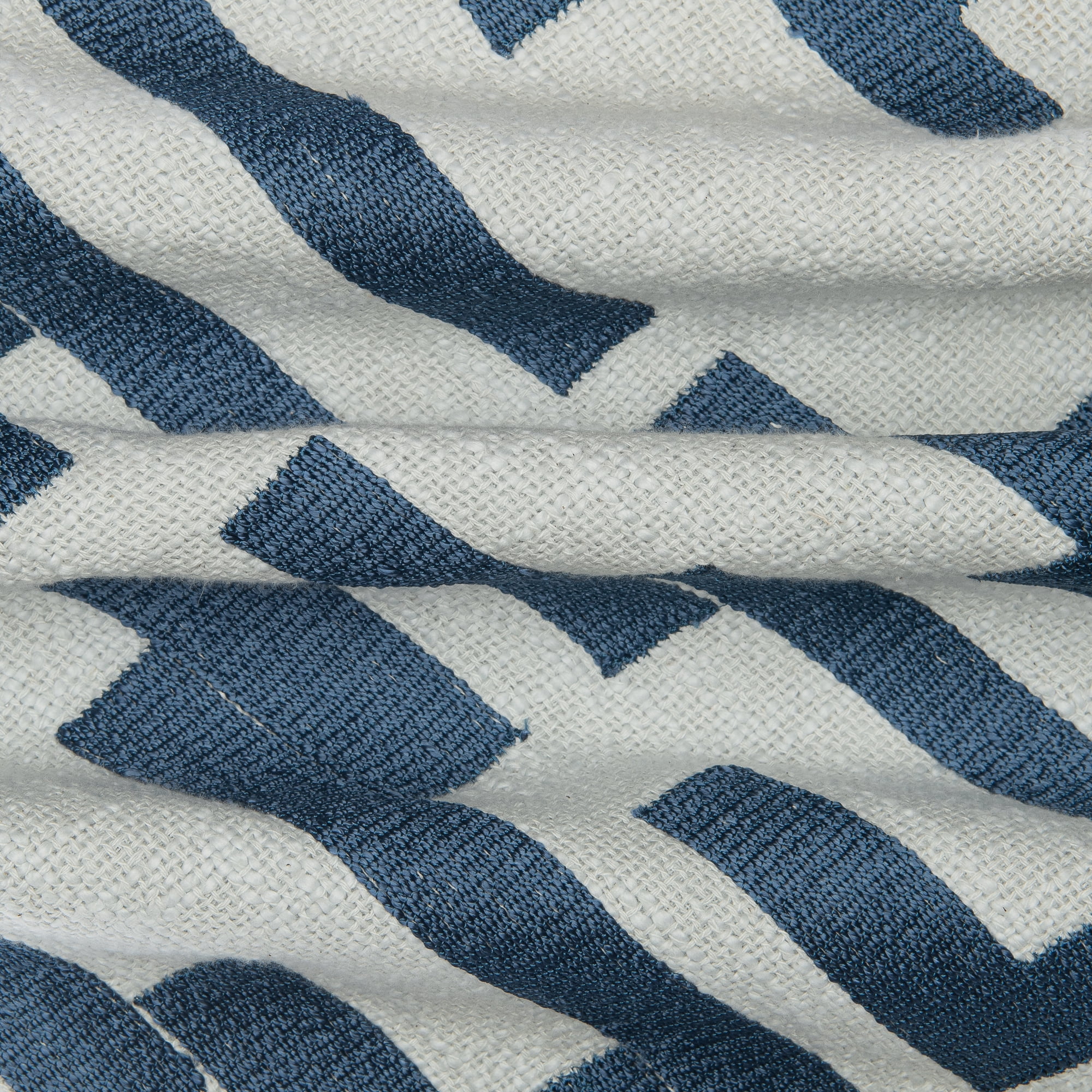 Ox Bay and Stacy Garcia 24" x 24" Blue/Ivory Geometric Embroidered Cotton Blend Adult Decorative Throw Pillow Cover