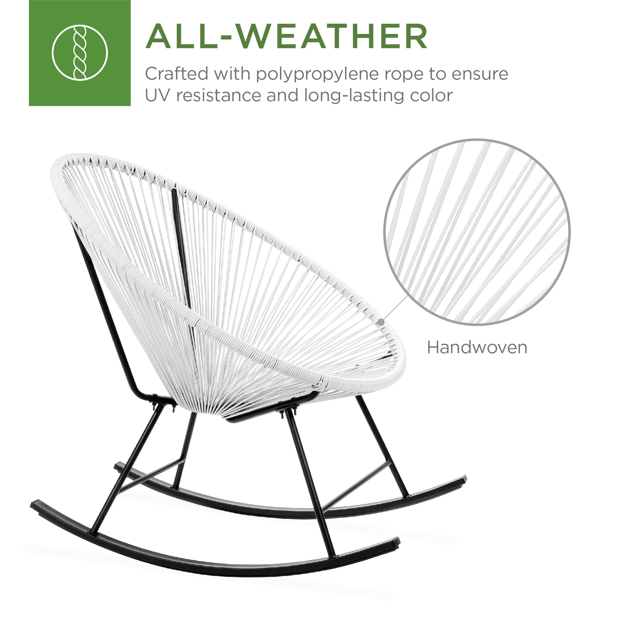 Atticus Mondwater mooi Best Choice Products 3-Piece All-Weather Patio Woven Rope Acapulco Bistro  Furniture Set w/ Rocking Chairs, Table - White - Walmart.com