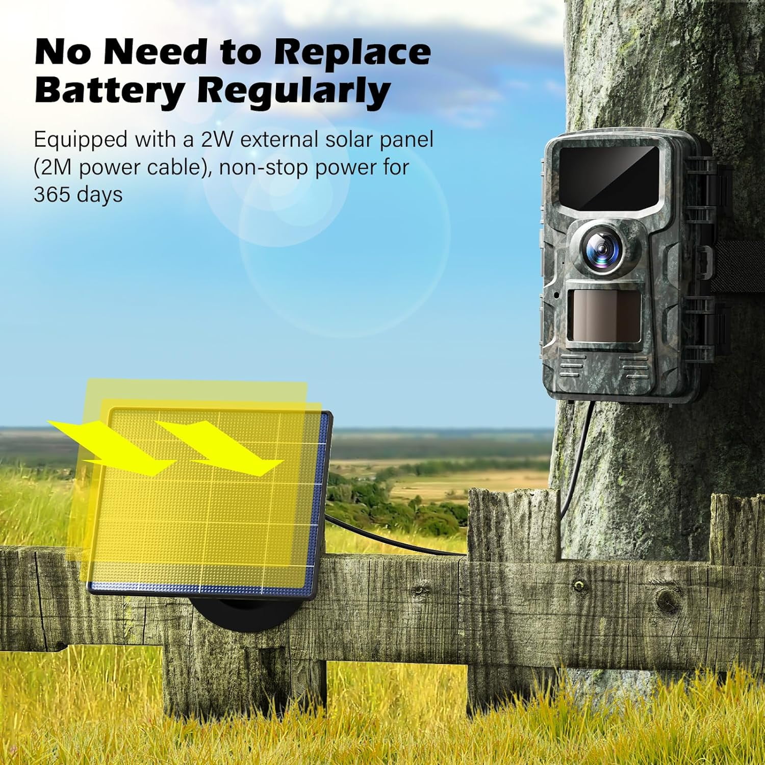 CAMPARK Trail Camera with 2500mAh Solar Panel