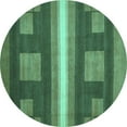 thumbnail image 1 of Ahgly Company Indoor Round Abstract Turquoise Blue Modern Area Rugs, 7' Round, 1 of 4