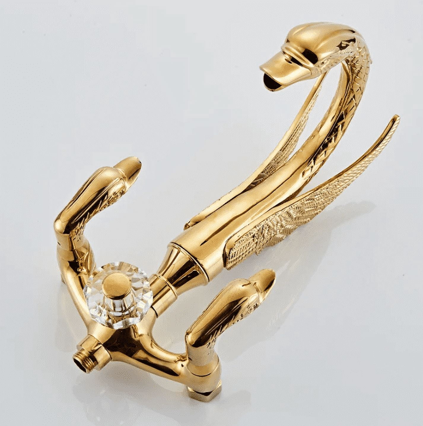 Gold Floor Stand Swan Bathtub Faucet