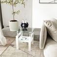 thumbnail image 2 of Modern Tempered Glass Side Table, Square End Table Coffee Table with Metal Legs and Open Shelf for Living Room Bedroom, White 1-Piece, 2 of 7