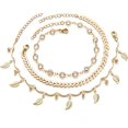 thumbnail image 3 of 3 pulseras de tobillo para mujer, color dorado, ajustable, en capas, para playa, 3 of 5