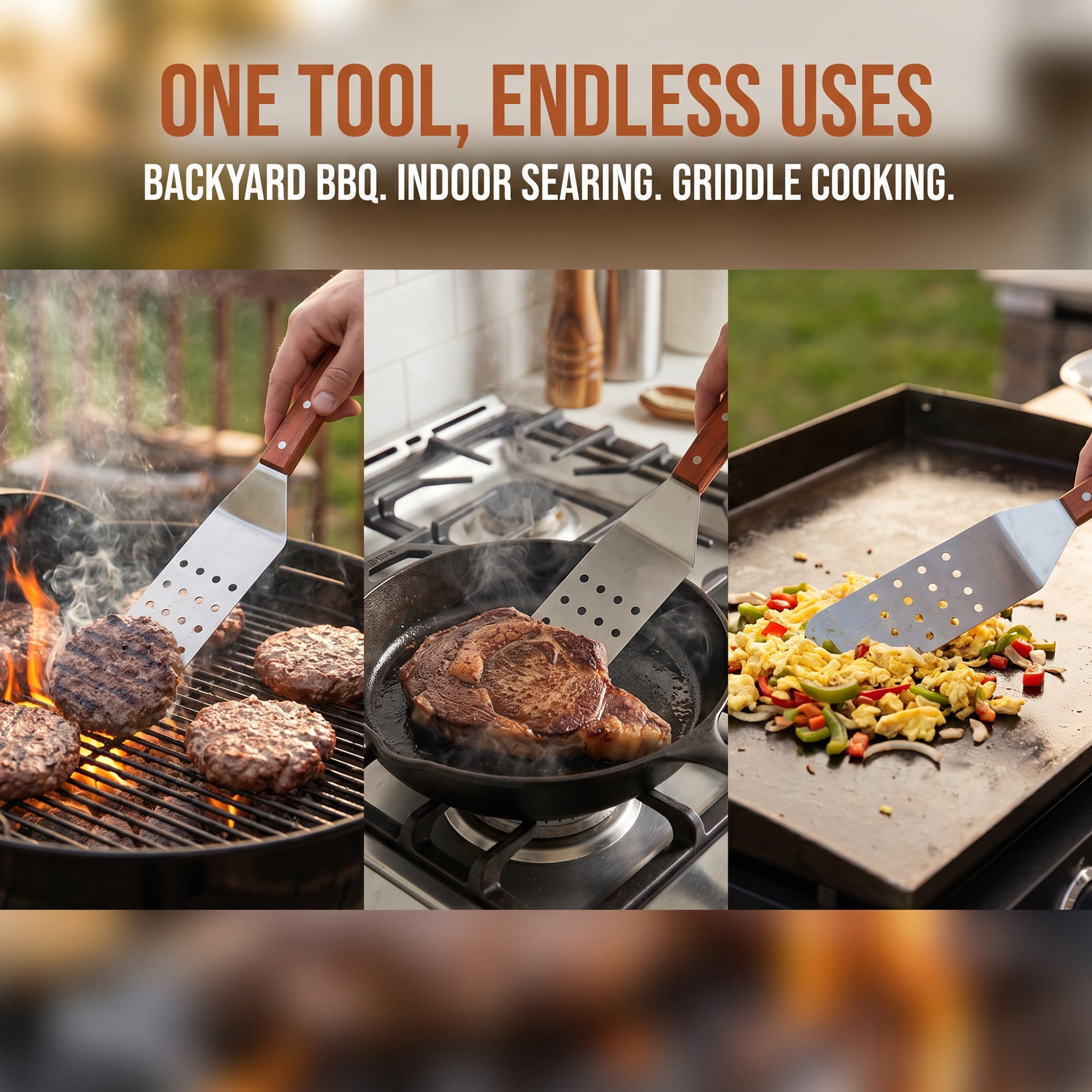Unique Bargains Kitchen Utensils Spatula for Flipping and Frying Silver 14.4x2.8 inch