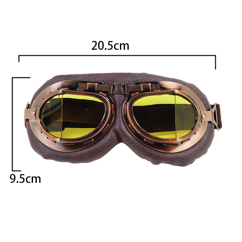 Motorcycle Goggles Vintage Pilot Style Cruiser Scooter Goggle Outdoor Sand  Goggles Bike Racer Cruiser Touring Eyewear for Half Helmet 