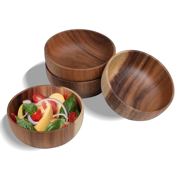 Wooden Salad Bowl, Wood Serving Bowl for Fruits or Salads Modern Round Shape Style, Great for Fruit, Food, Salads, Mixing & Serving Bowls - 1PC