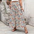 thumbnail image 3 of AURA Women’s A-Line Maxi Skirt Floral Print Pleated Design for Casual Wear Apricot XL–4XL, 3 of 6