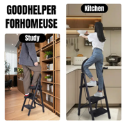 4 Step Lightweight Folding Step Ladder steel Step Stool with Widened Anti-Slip Strip Pedal Convenient Handgrip,Multi-use for Household and Office