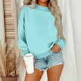 thumbnail image 2 of Stichou Mock Neck Sweatshirt Women Cute Plain Fleece Pullover Sweatshirts No Hood Casual Fall Long Sleeve Turtleneck Tops Sky Blue XL, 2 of 5
