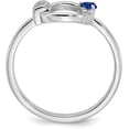 thumbnail image 2 of Solid Gold 14k White Polished Diamond and Blue Sapphire Circle Ring - Ring Size 7.0, 2 of 8
