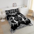 thumbnail image 5 of Sun And Moon Comforter Set Queen Size Boho Exotic Style Bedding Sets for Adult Women Teens Black White Bohemian Mandala Decor Down Comforter, Bohemian Botanical Floral Quilted Duvet with 2 Pillowcases, 5 of 5