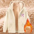 thumbnail image 4 of Luwomo Womens Casual Jackets Winter Warm Zip Up Hooded Long Sleeve Sweatshirt Cozy Lined Pullover Soft Outdoor Athletic with Pockets Tops Beige,L, 4 of 4