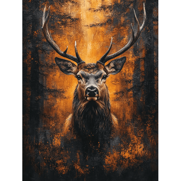 Majestic Deer Head Canvas Art Print Wall Decor，Suitable for Living Room，Bedroom，Office，Study，Hotel and More.