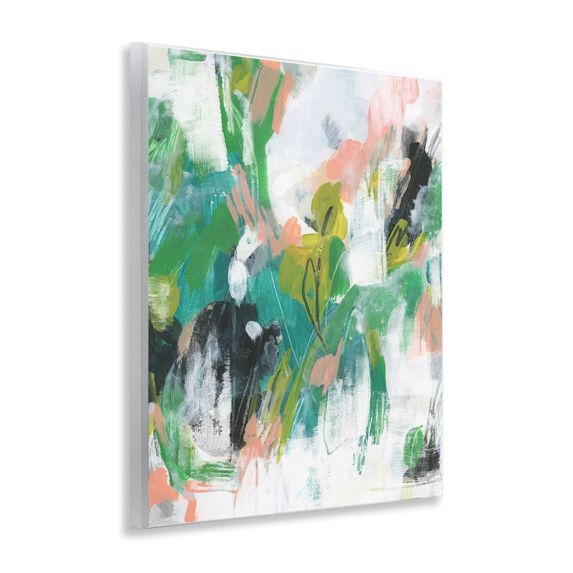 Stupell Industries Chaotic Green & Pink Abstract Abstract Painting Unframed Art Print Wall Art, 11 x 14