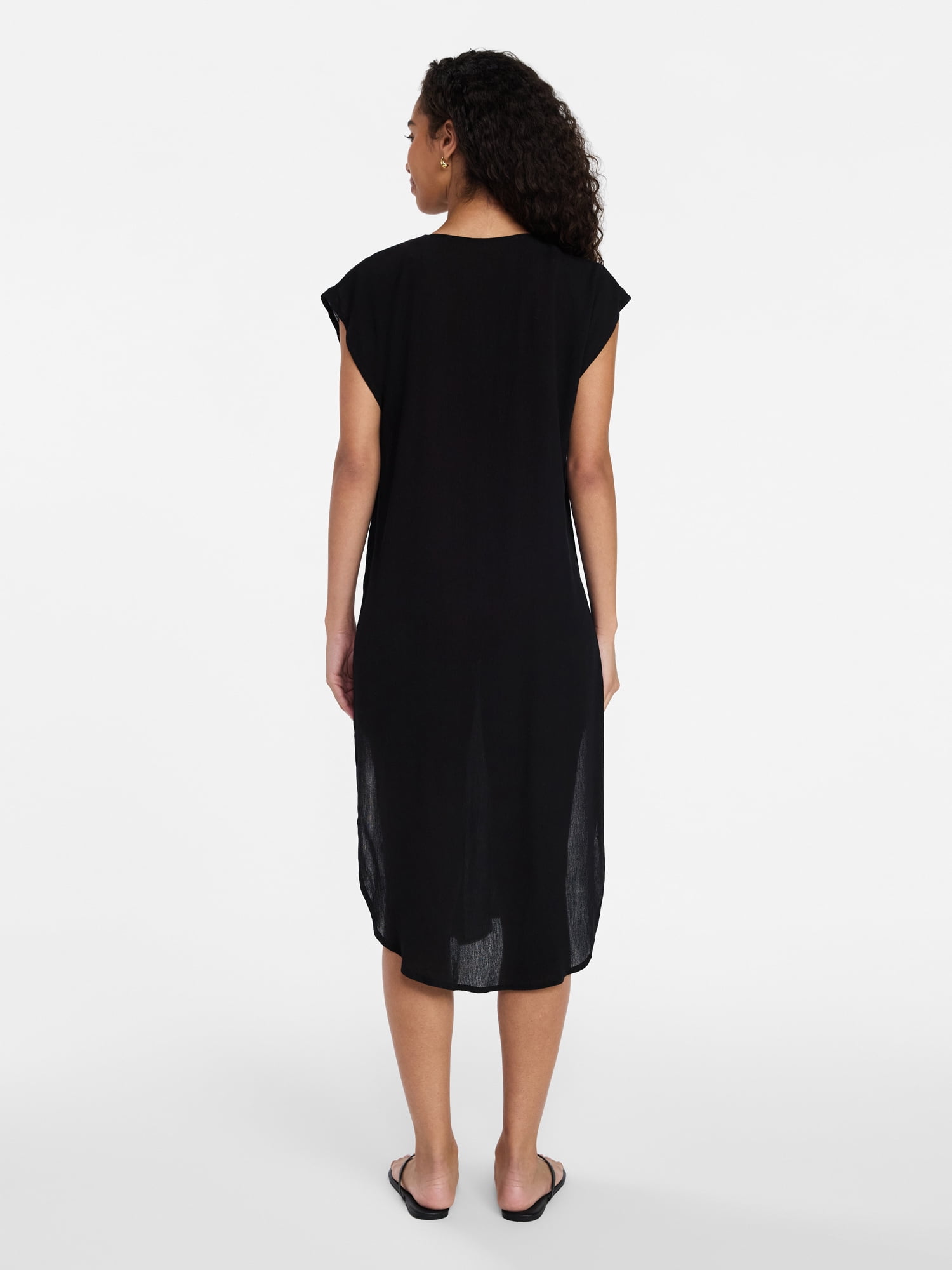 Time and Tru Women's Tie Front Coverup, Size XXL/XXXL, Black Soot