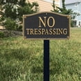 thumbnail image 3 of 5.75 x 9.5 inch “No Trespassing” GardenBoss Statement Plaque with 18 inch Lawn Stake, 375 mil Rustproof Aluminum, Black and Gold, Set of 1, Made in USA, 3 of 5