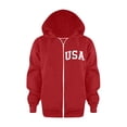 thumbnail image 2 of Boys Hoodies Unisex Kids Soft Long Sleeve Letter Hooded Full Zip Up Hoodies with Pocket Boys Sweatshirts Red 4 Years-5 Years, 2 of 7