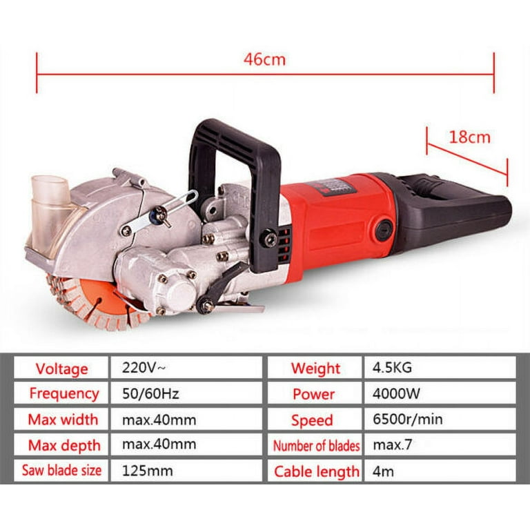 ZXMOTO 110V Wall Groove Cutting Machine w/Carry Box 4800W Wall Slotting  Machine Electric Wall Chaser for Brick Granite Marble Concrete Cutter  Notcher Groover 