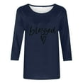 thumbnail image 5 of Penkiiy Women's Valentine's Day Fashion Printed T-shirt 3/4 Sleeves Blouse Round Neck Casual Tops XL Navy, 5 of 5