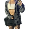 thumbnail image 2 of Women Y2k Star Print Zip Up Hoodie Oversized Long Sleeve Sweatshirt Gothic Graphic Aesthetic Punk Jacket with Pockets, 2 of 6