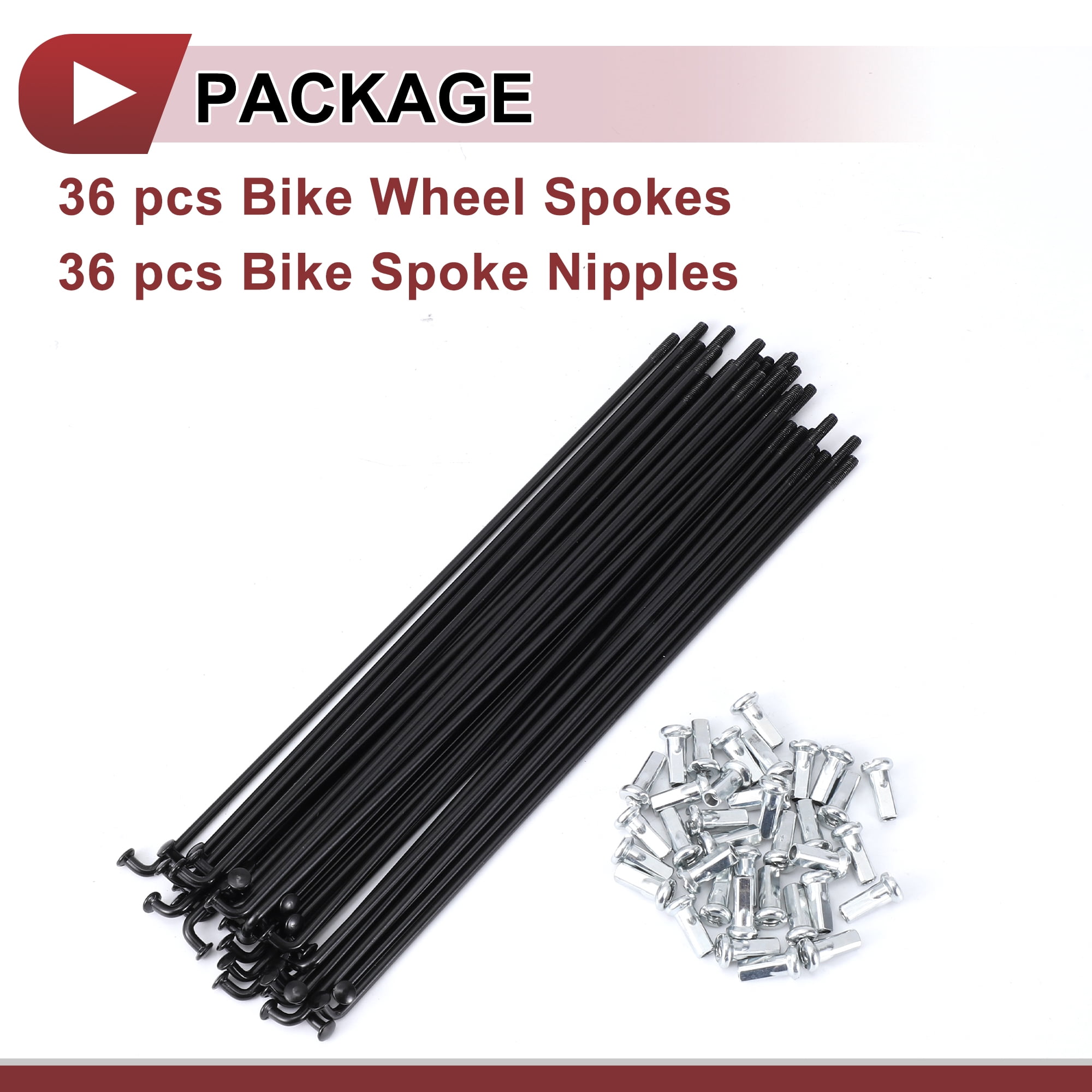 Unique Bargains 36 Set 12G Bicycle Spoke 12G Bike Wheel Spokes 45 Steel Black-177mm
