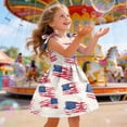 thumbnail image 4 of dmqupv 4th of July Outfit Girls Dresses Flutter Sleeve Swing Sundress Toddler Summer Clothes Kid Birthday Party Dress Brick Red,1-2 Years, 4 of 5