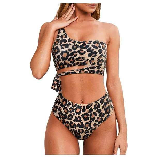 Bikinis For Women Two Piece Swimwear One Shoulder Bikini Set Push Up Bathing High Waisted Beachwear Suitable For Holiday Travel And Seaside Walmart Com