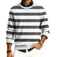 thumbnail image 2 of Wutalume Men's Round Neck Ribbed Knit Pullover, Long Sleeve Striped Print Sweater, Comfortable Stretch Top for Casual Layering and Everyday Wear,Gray L, 2 of 6