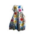 thumbnail image 4 of Ruyang Women Casual Loose Boho Floral Dress with Pockets Short Sleeve Long Maxi Summer Beach Swing Dress Women's Tunic Dress, 4 of 4