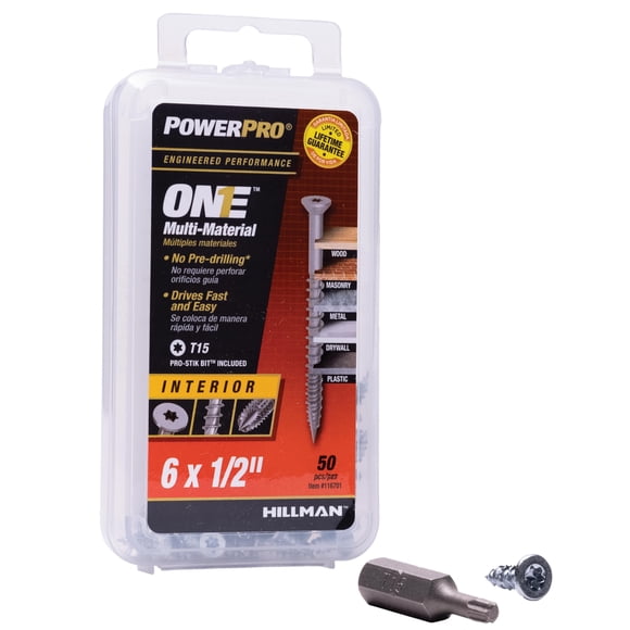 Tornillos Power Pro One multimaterial #6 x 1,3 cm, caja 50