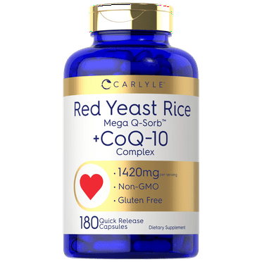 Red Yeast Rice with CoQ10 | 1420mg | 180 Capsules | by Carlyle