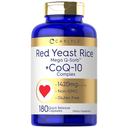 Red Yeast Rice with CoQ10 | 1420mg | 180 Capsules | by Carlyle