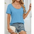 thumbnail image 6 of AherBiu Summer Casual Tops for Women Scoop Neck Short Sleeve Loose Fitting Tunic Top Tees Vintage Tshirts, 6 of 8