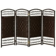 thumbnail image 2 of Red Lantern 3 ft. Short Fiber Weave Folding Screen - Dark Mocha - 4 Panels, 2 of 7